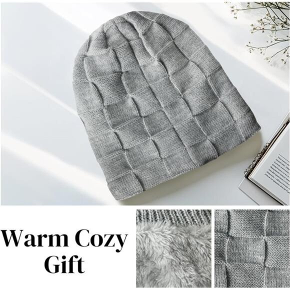 Unisex Winter Beanie Hats Thick Soft Lined Beanie Warm Knit hat
